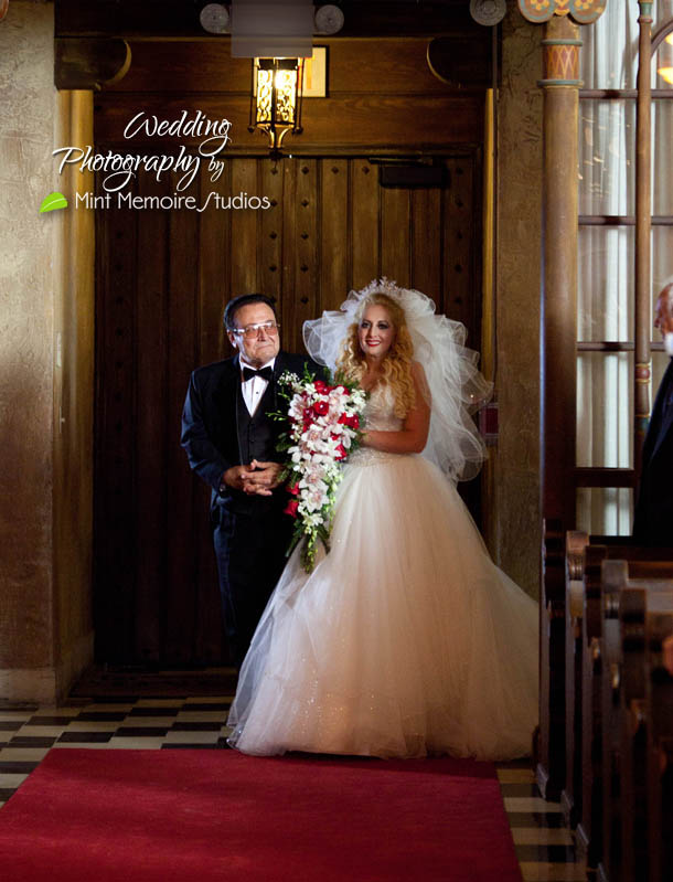 the bride is entering the church