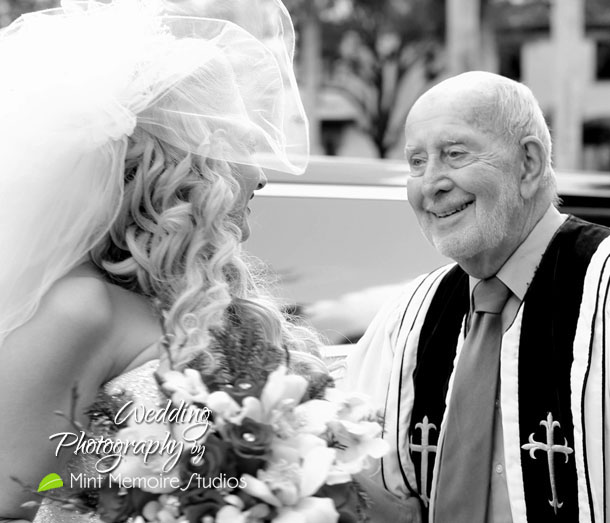 bride and minister