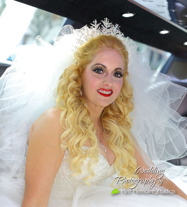 bride in limousine